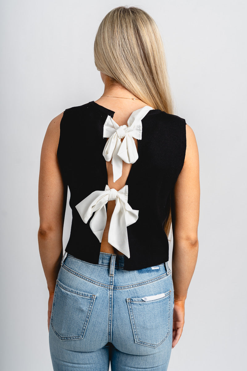 Bow back sleeveless top black