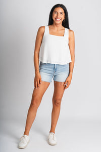 Crop tank top ivory - Trendy Tank Top - Fashion Tank Tops at Lush Fashion Lounge Boutique in Oklahoma City