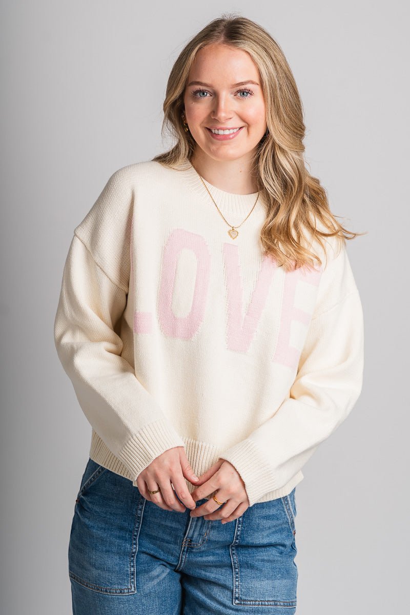 Chunky love sweater off white - Unique Valentine's Day T-Shirt Designs at Lush Fashion Lounge Boutique in Oklahoma City