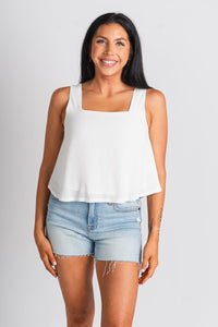 Crop tank top ivory - Cute Tank Top - Trendy Tank Tops at Lush Fashion Lounge Boutique in Oklahoma City