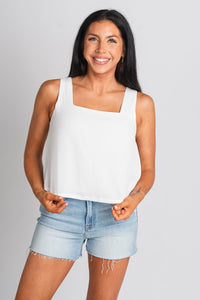 Crop tank top ivory - Affordable Tank Top - Boutique Tank Tops at Lush Fashion Lounge Boutique in Oklahoma City