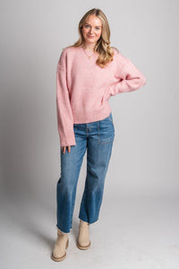 Oversized fuzzy sweater pink - Cute Valentine's Day Outfits at Lush Fashion Lounge Boutique in Oklahoma City