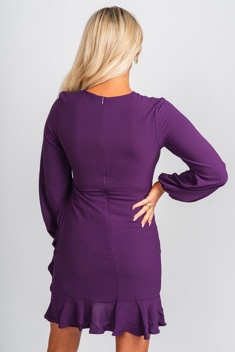 Asymmetrical long sleeve dress purple