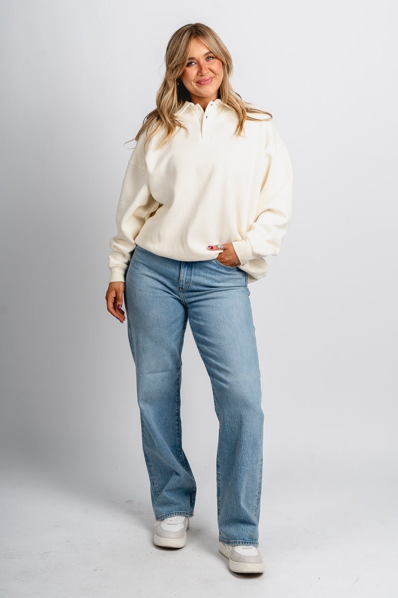 Oversized polo sweatshirt cream