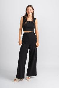 Wide leg pants black - Cute Pants - Fun Vacay Basics at Lush Fashion Lounge Boutique in Oklahoma City