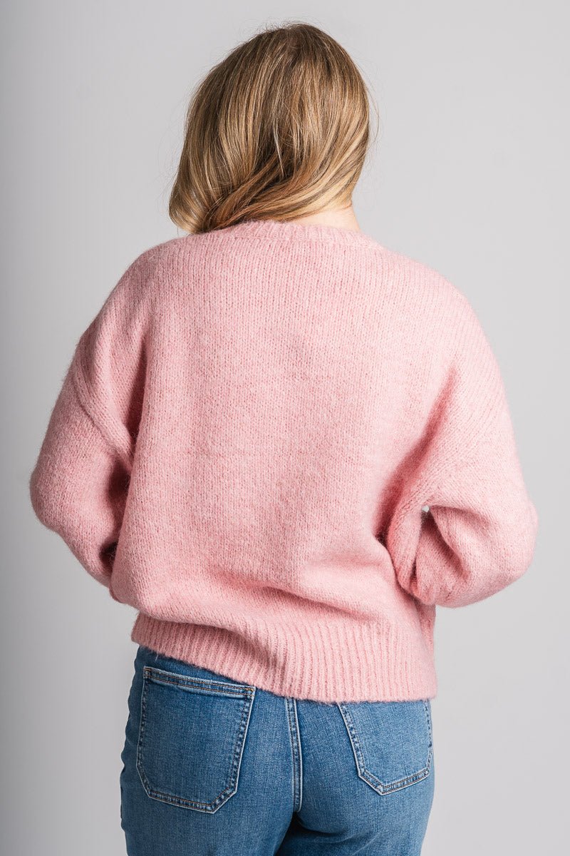 Oversized fuzzy sweater pink