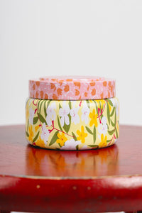 Capri blue pattern play print travel tin Aloha Orchid - Trendy Candles and Scents at Lush Fashion Lounge Boutique in Oklahoma City