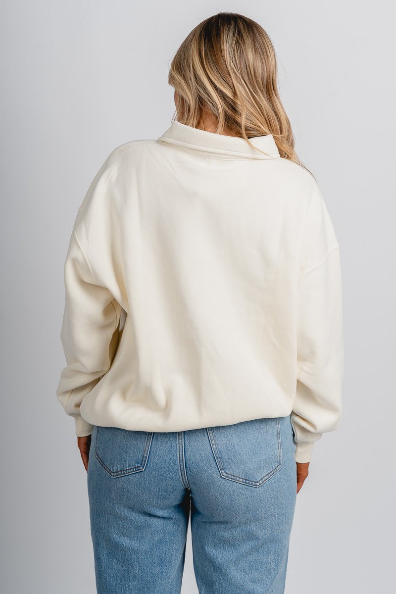 Oversized polo sweatshirt cream