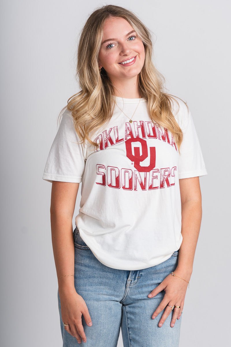 OU OU Sooners logo fade unisex t-shirt natural T-shirt | Lush Fashion Lounge Trendy Oklahoma University Sooners Apparel & Cute Gameday T-Shirts