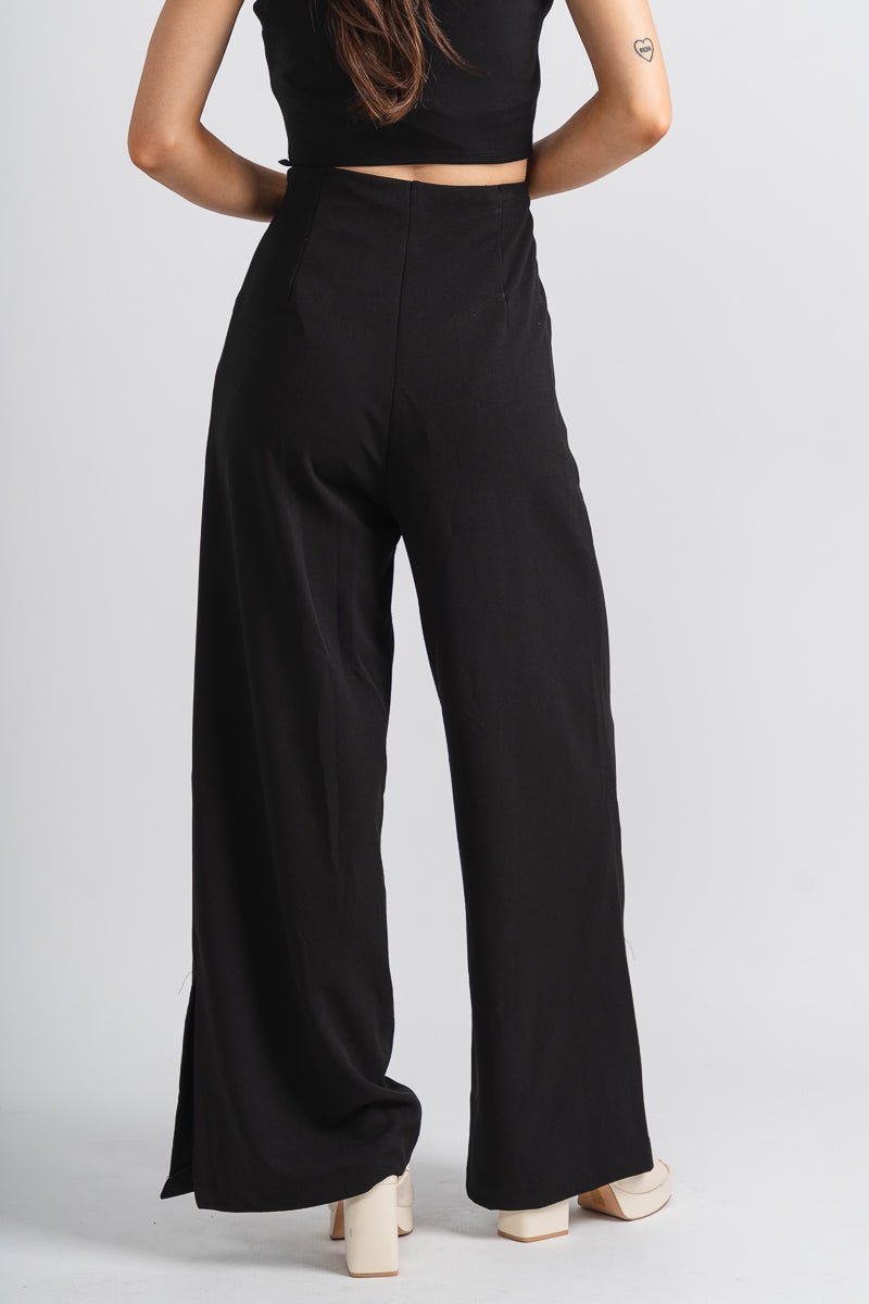 Wide leg pants black - Adorable Pants - Stylish Vacation T-Shirts at Lush Fashion Lounge Boutique in Oklahoma City