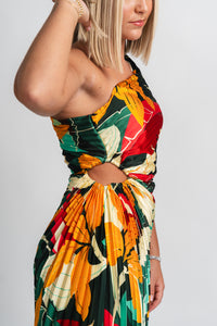 Tropical pleated maxi dress rio paradise - Affordable dress - Boutique Dresses at Lush Fashion Lounge Boutique in Oklahoma City