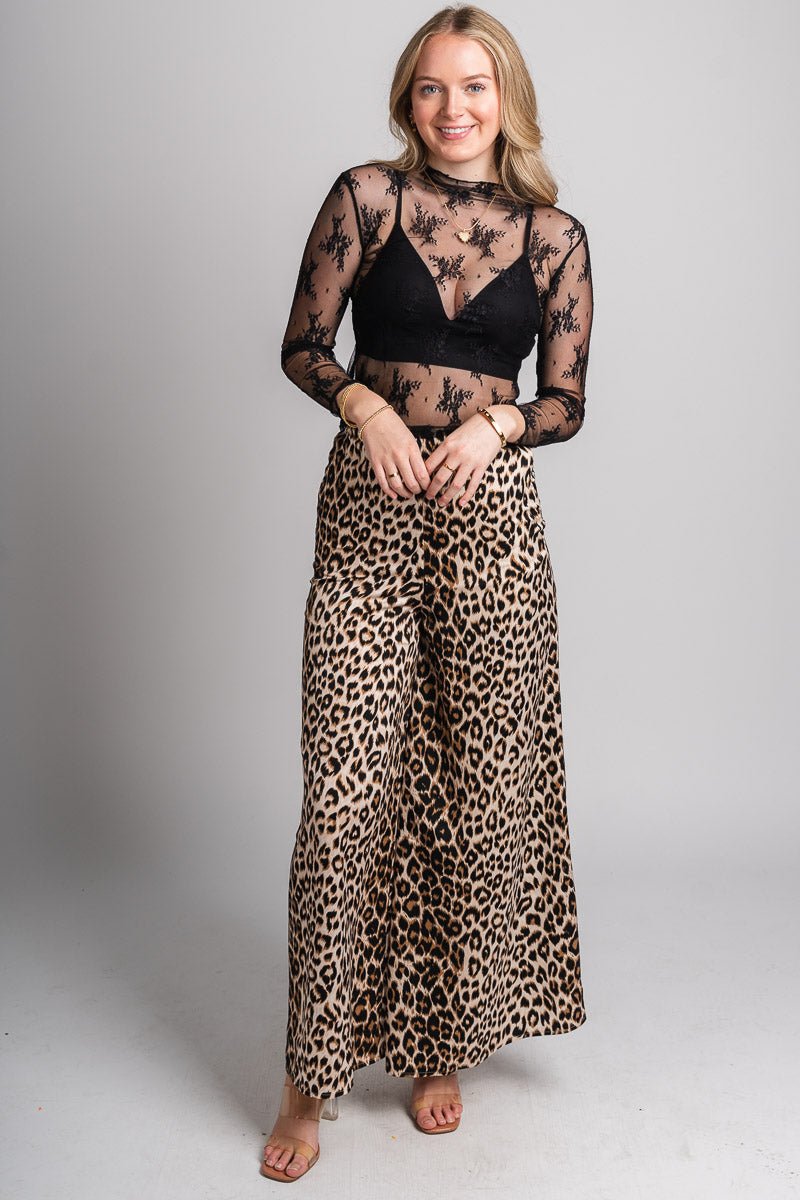 Wide leg leopard pants brown | Lush Fashion Lounge: women's boutique pants, boutique women's pants, affordable boutique pants, women's fashion pants