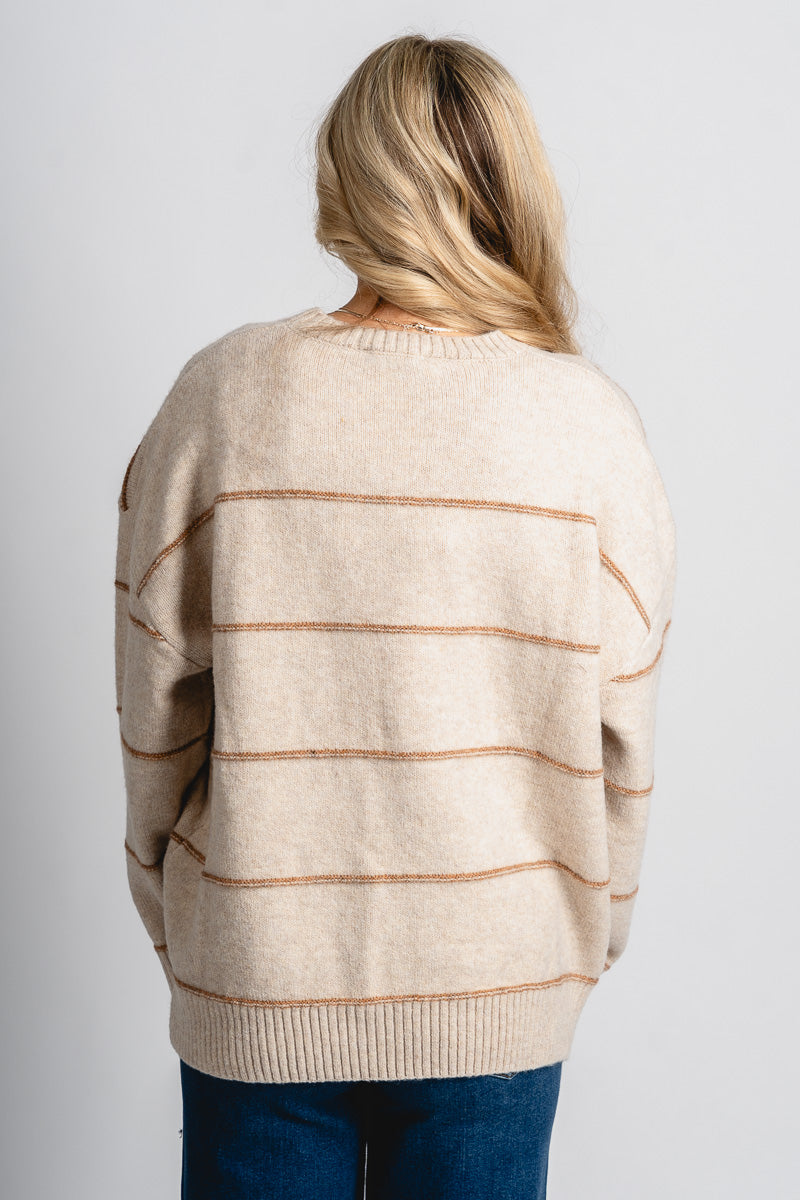 Striped oversized sweater taupe