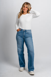 Flying Monkey high rise loose fit jeans refinery | Lush Fashion Lounge: boutique women's jeans, fashion jeans for women, affordable fashion jeans, cute boutique jeans