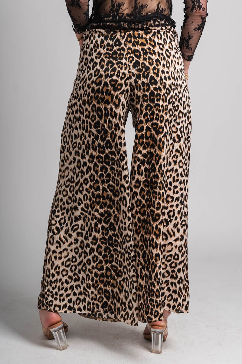 Wide leg leopard pants brown - Cute Valentine's Day Outfits at Lush Fashion Lounge Boutique in Oklahoma City