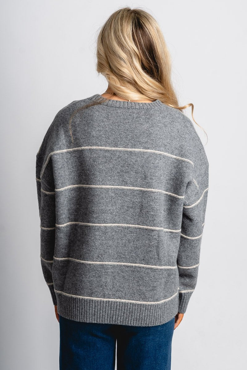 Striped oversized sweater grey