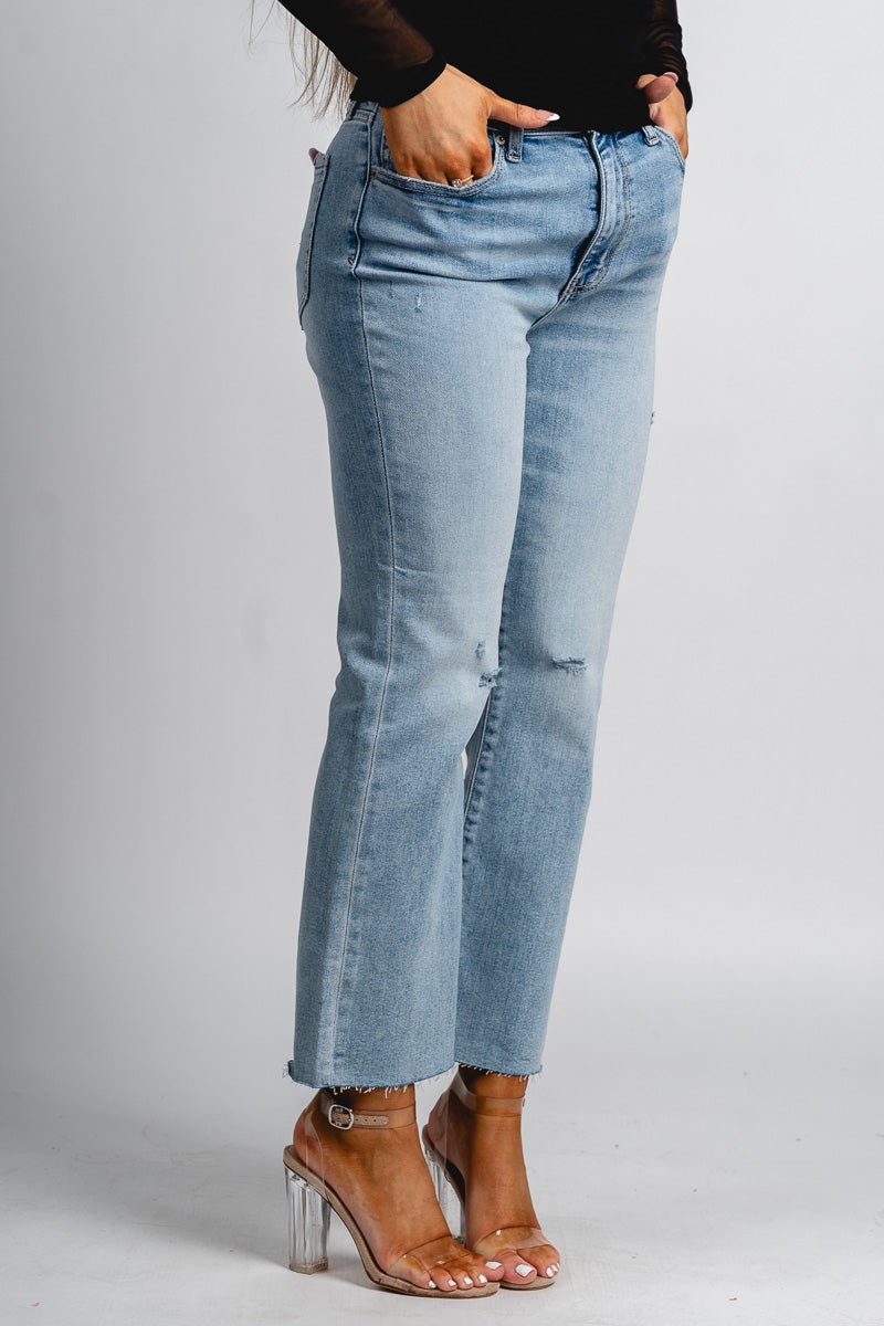 Daze shy girl crop flare jeans new light | Lush Fashion Lounge: boutique women's jeans, fashion jeans for women, affordable fashion jeans, cute boutique jeans