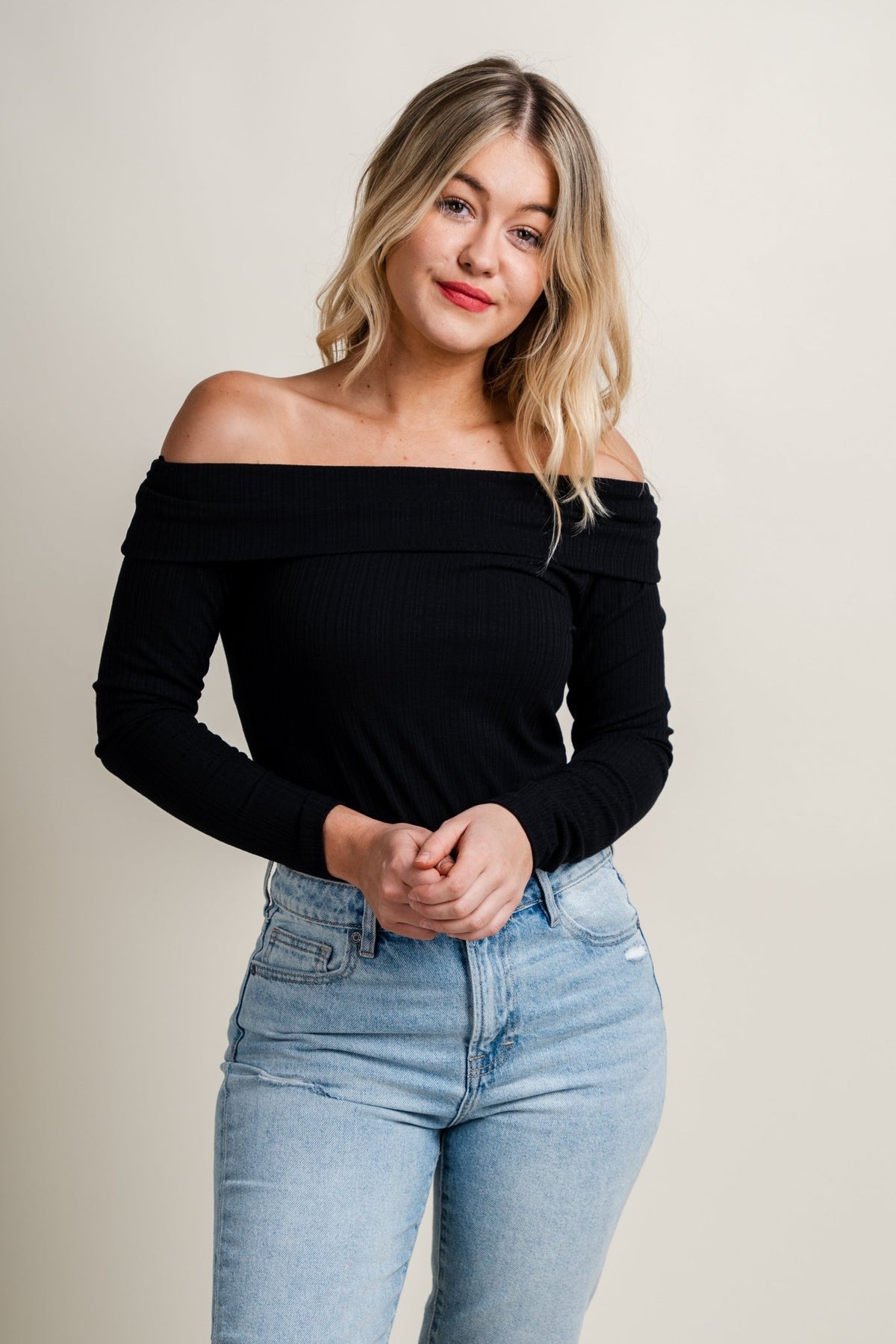 Z Supply Elena off shoulder top black - Z Supply Top - Z Supply Tops, Dresses, Tanks, Tees, Cardigans, Joggers and Loungewear at Lush Fashion Lounge