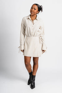 Striped collared romper vanilla - Trendy Romper - Fashion Rompers & Pantsuits at Lush Fashion Lounge Boutique in Oklahoma City