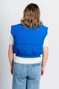 Crop puffer vest blue - Vintage OKC Basketball T-Shirts at Lush Fashion Lounge Boutique in Oklahoma City