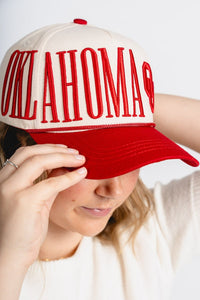 OU OU Sooners stretch two tone hat crimson/ivory Hat | Lush Fashion Lounge Trendy Oklahoma University Sooners Apparel & Cute Gameday T-Shirts