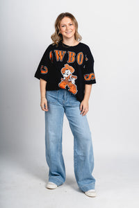 OSU OSU Cowboys split oversized tee black T-shirt | Lush Fashion Lounge Trendy Oklahoma State Cowboys Apparel & Cute Gameday T-Shirts