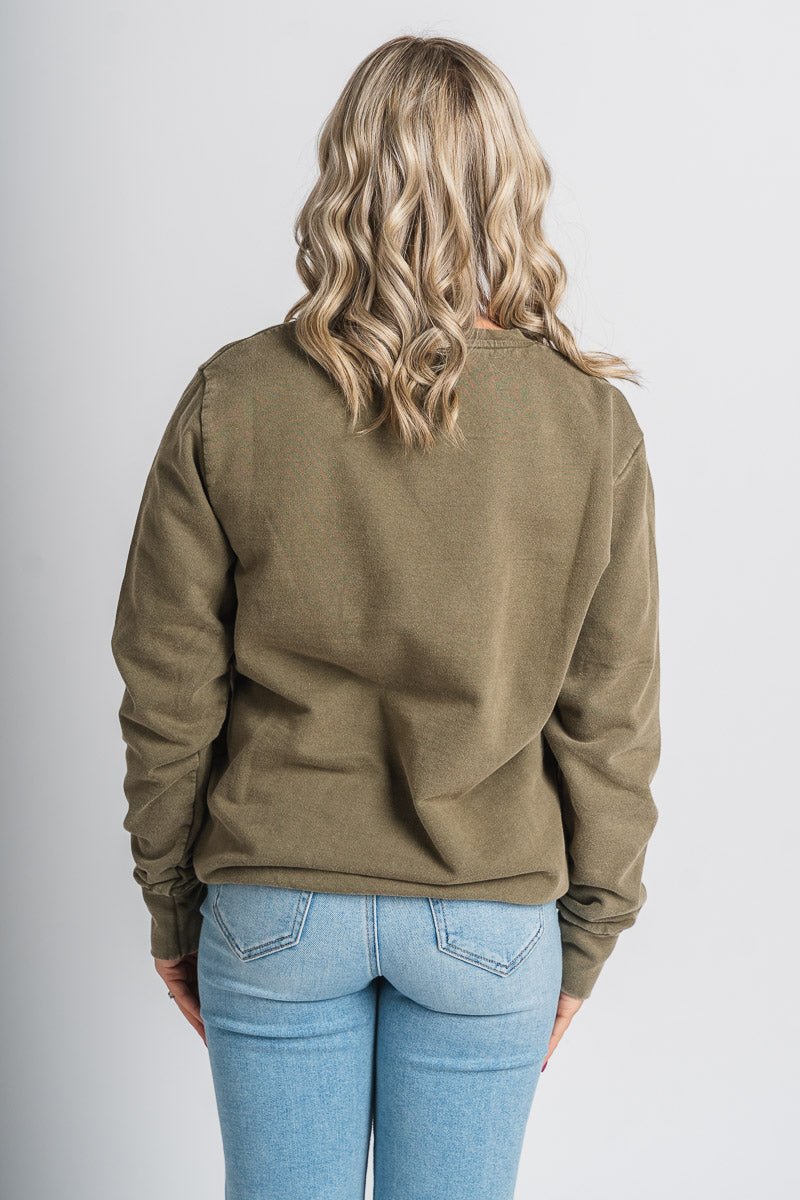 Miller High Life fleece crew sweatshirt olive