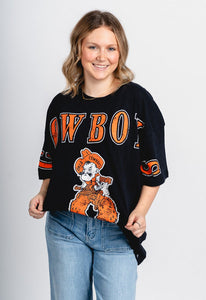 OSU OSU Cowboys split oversized tee black T-shirt | Lush Fashion Lounge Trendy Oklahoma State Cowboys Apparel & Cute Gameday T-Shirts