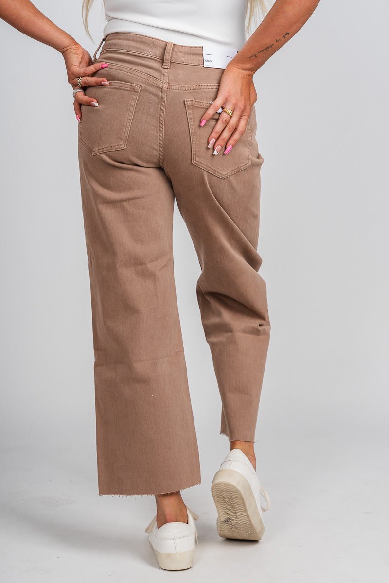 Vervet high rise crop wide leg jeans chocolate malt | Lush Fashion Lounge: boutique women's jeans, fashion jeans for women, affordable fashion jeans, cute boutique jeans