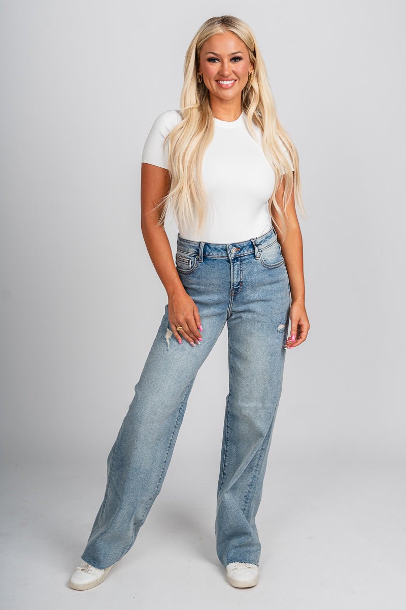 Hidden Logan high rise dad jeans medium denim | Lush Fashion Lounge: boutique women's jeans, fashion jeans for women, affordable fashion jeans, cute boutique jeans