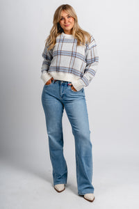 Z Supply junction plaid sweater natural - Trendy Sweaters | Cute Pullover Sweaters at Lush Fashion Lounge Boutique in Oklahoma City