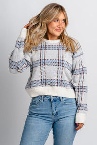 Z Supply junction plaid sweater natural – Boutique Sweaters | Fashionable Sweaters at Lush Fashion Lounge Boutique in Oklahoma City
