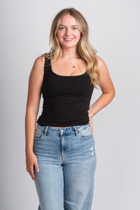 Square neck tank top black - Affordable Tank Top - Boutique Tank Tops at Lush Fashion Lounge Boutique in Oklahoma City