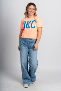 OKC cropped comfort color t-shirt orange - Trendy OKC Thunder T-Shirts at Lush Fashion Lounge Boutique in Oklahoma City