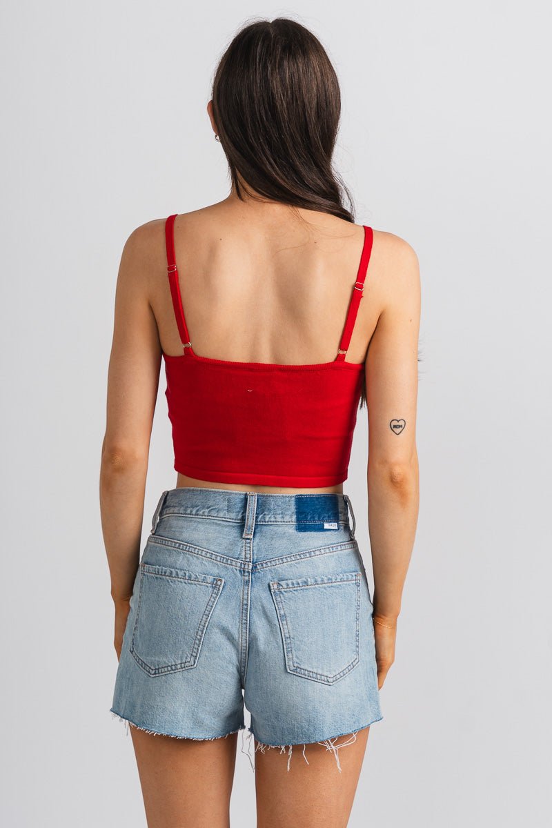 USA crop tank top red