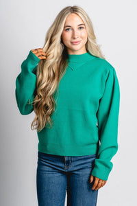 Puff sleeve sweater green – Boutique Sweaters | Fashionable Sweaters at Lush Fashion Lounge Boutique in Oklahoma City