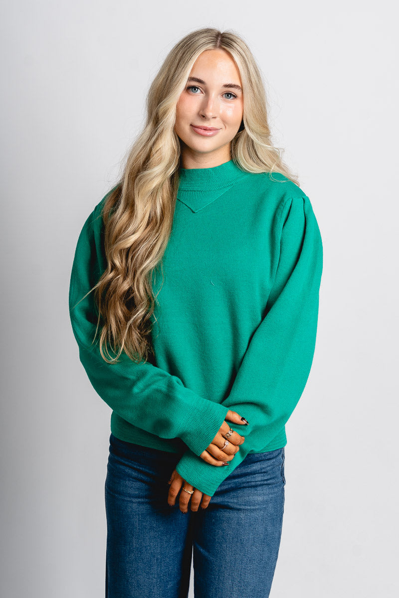 Puff sleeve sweater green