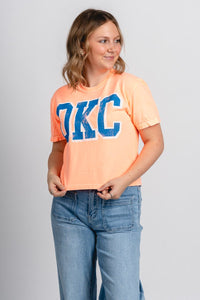 OKC cropped comfort color t-shirt orange - Trendy Oklahoma City Basketball T-Shirts Lush Fashion Lounge Boutique in Oklahoma City