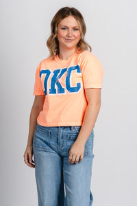 OKC cropped comfort color t-shirt orange - Oklahoma City inspired graphic t-shirts at Lush Fashion Lounge Boutique in Oklahoma City