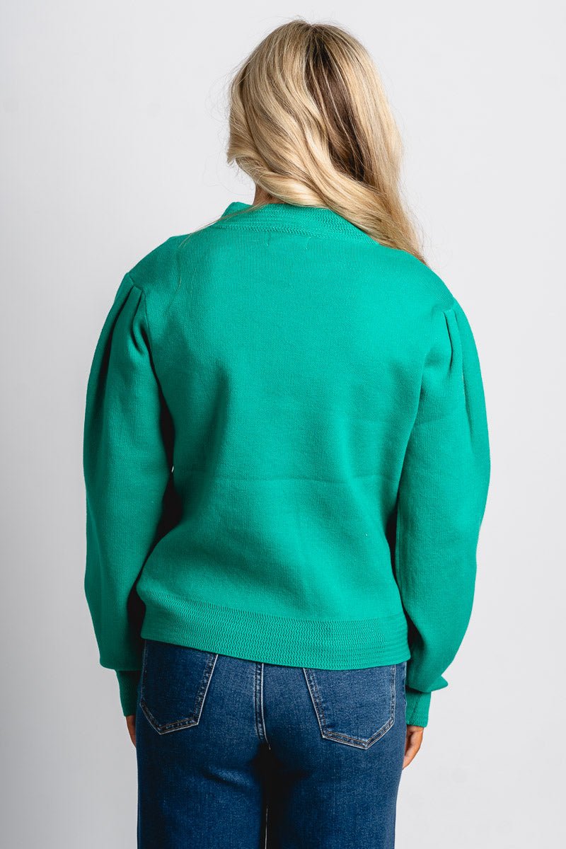 Puff sleeve sweater green