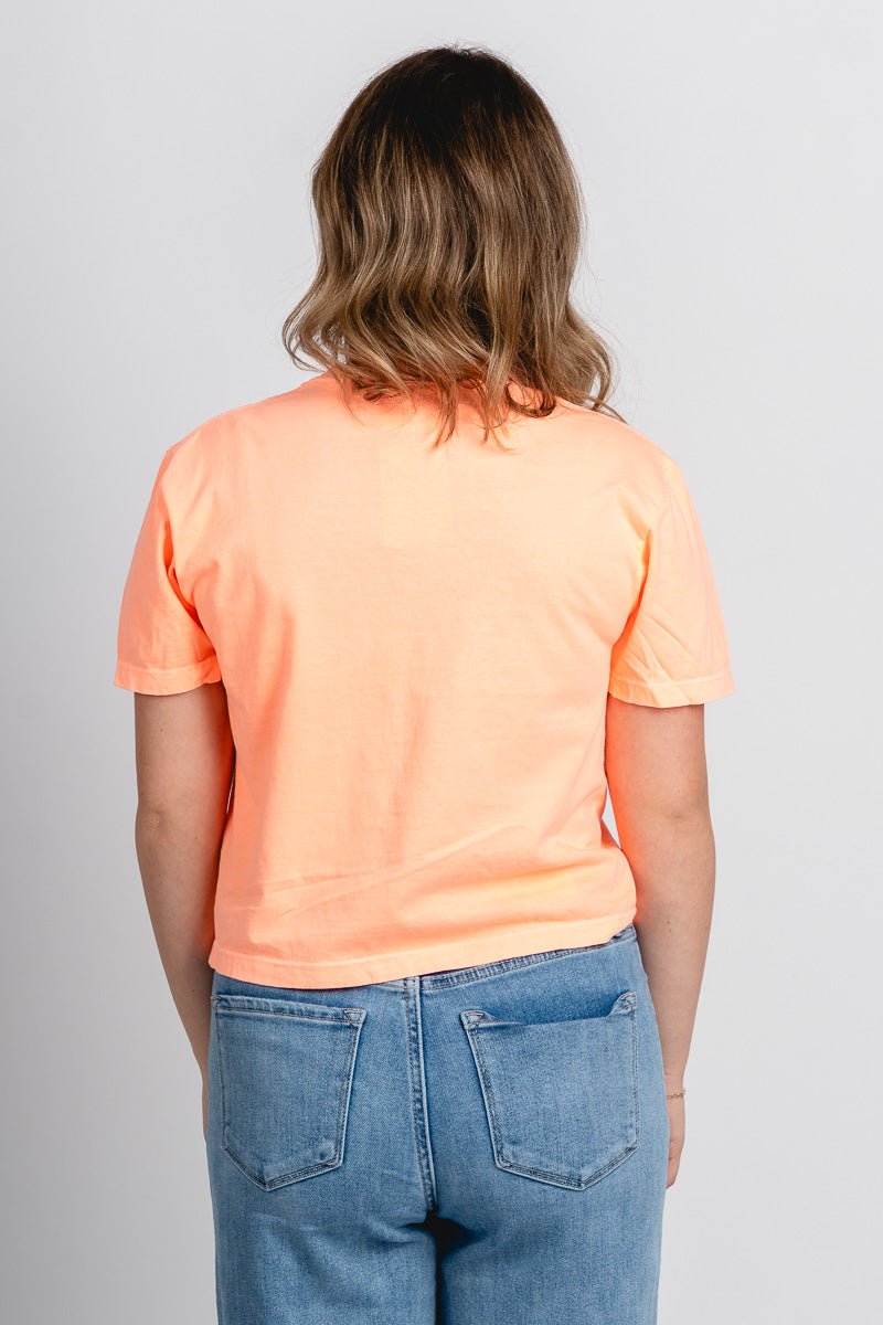 OKC cropped comfort color t-shirt orange - Vintage OKC Basketball T-Shirts at Lush Fashion Lounge Boutique in Oklahoma City
