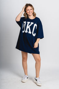 OKC basketball oversized tee navy - Oklahoma City inspired graphic t-shirts at Lush Fashion Lounge Boutique in Oklahoma City