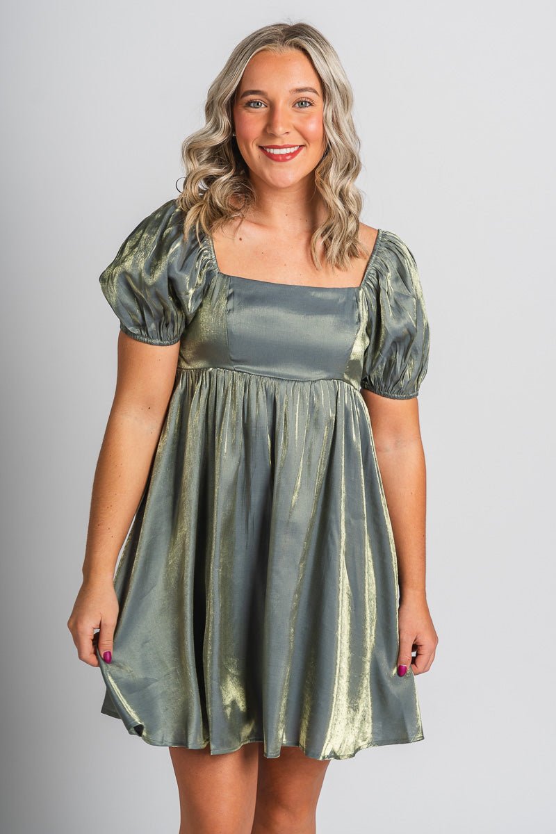 Puff sleeve babydoll dress midnight - Cute dress - Trendy Dresses at Lush Fashion Lounge Boutique in Oklahoma City