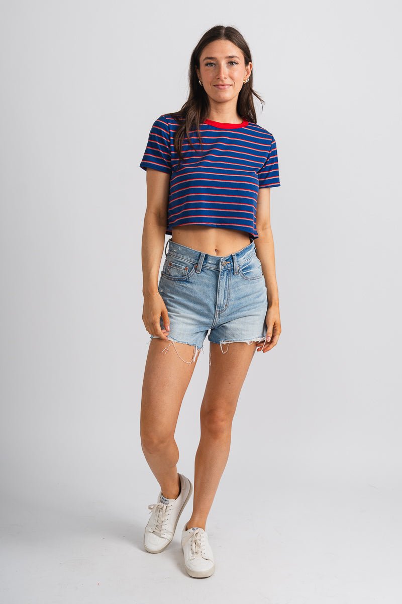 Striped crop top blue/red