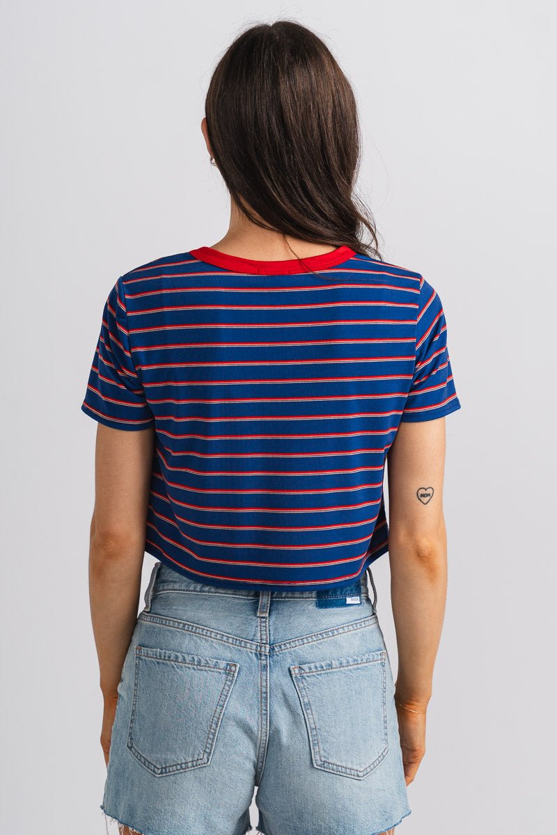 Striped crop top blue/red