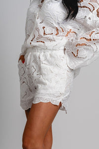 Floral eyelet shorts white - Trendy shorts - Cute Vacation Collection at Lush Fashion Lounge Boutique in Oklahoma City