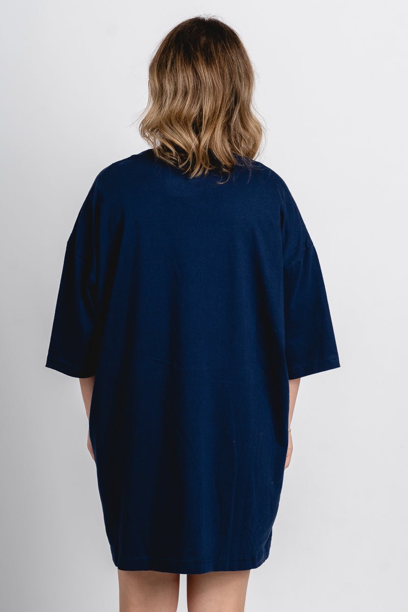 OKC basketball oversized tee navy - Vintage OKC Basketball T-Shirts at Lush Fashion Lounge Boutique in Oklahoma City