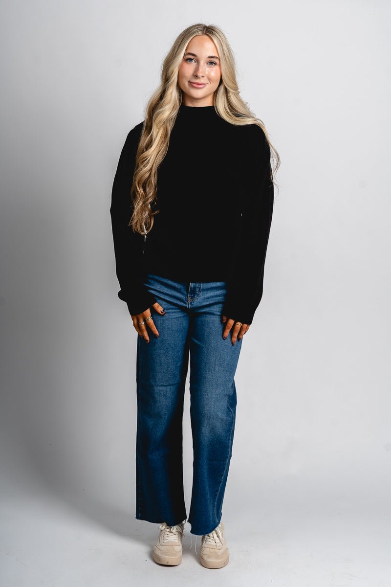 Puff sleeve sweater black – Unique Sweaters | Lounging Sweaters and Womens Fashion Sweaters at Lush Fashion Lounge Boutique in Oklahoma City