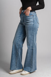 Daze far out high rise wide leg jeans fools gold | Lush Fashion Lounge: boutique women's jeans, fashion jeans for women, affordable fashion jeans, cute boutique jeans