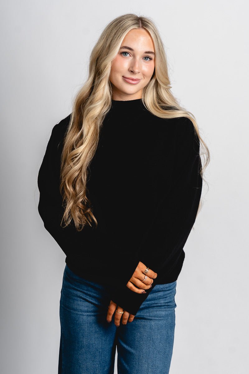 Puff sleeve sweater black – Boutique Sweaters | Fashionable Sweaters at Lush Fashion Lounge Boutique in Oklahoma City